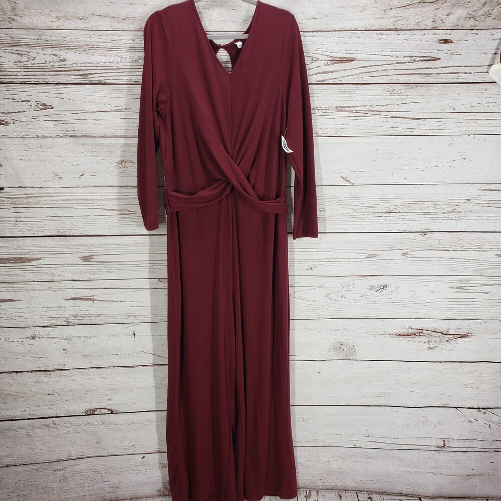 Old Navy Women's Knit Twist Wine Stain Keyhole Jumpsuit Size XL